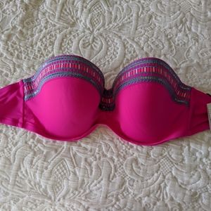 Pink strapless swimsuit top